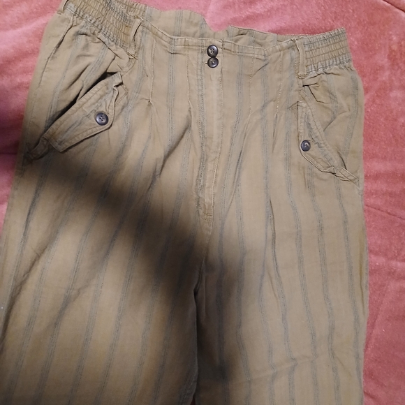 IVY Like New Womens Olive Striped  Pants - Picture 3 of 9